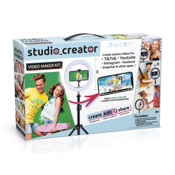 Canal Toys Inf001 Studio Creator Video Maker Kit Completo para hacer Vídeos Profesionales con Fondo Verde y Guía +8 años 0 Canal Toys Inf001 Studio Creator Video Maker Kit Completo para hacer Vídeos Profesionales con Fondo Verde y Guía +8 años 0