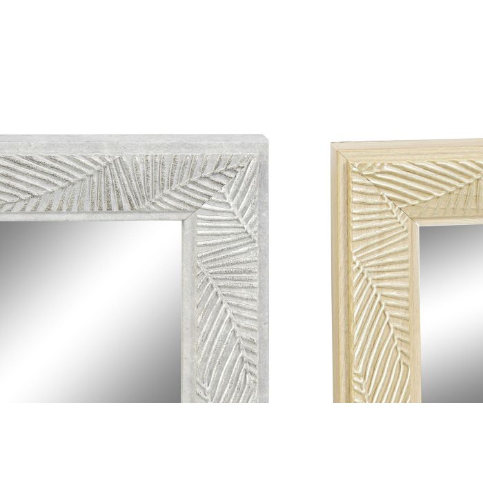 DKD Home Decor Espejo de Pared Tropical Hojas Natural Gris, de Cristal y Ps, 66x36x2 cm, Colección Hojas Espejo (8 Unidades) 2
