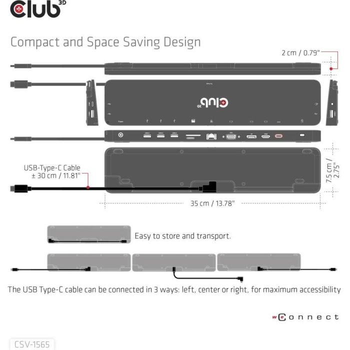 Club3D Docking USB-C Triple Display 4K HDMI/DP/VGA con 5xUSB 3.0, Ethernet y Carga PD 100W, Negro 1 Club3D Docking USB-C Triple Display 4K HDMI/DP/VGA con 5xUSB 3.0, Ethernet y Carga PD 100W, Negro 1