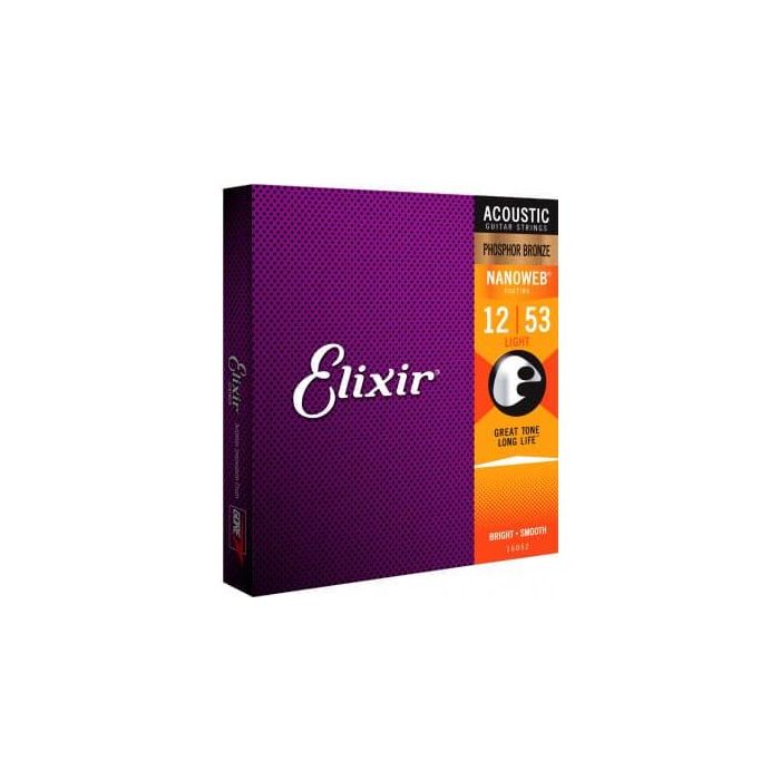 Elixir Cuerdas Guitarra Acústica Nanoweb 92/8 Phosphor Bronze Light 12-53