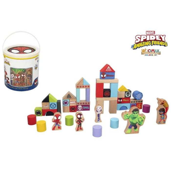 Cubo blocs de madera spidey amazing friends con 50 piezas 7 Cubo blocs de madera spidey amazing friends con 50 piezas 7
