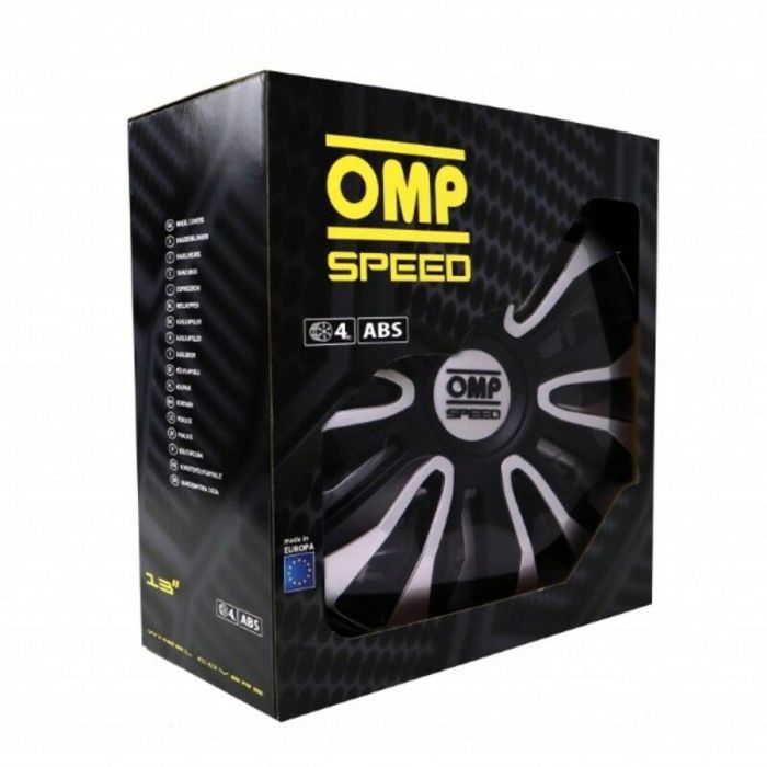 Tapacubos OMP Magnum Speed Negro Plateado 13" (4 uds) 1