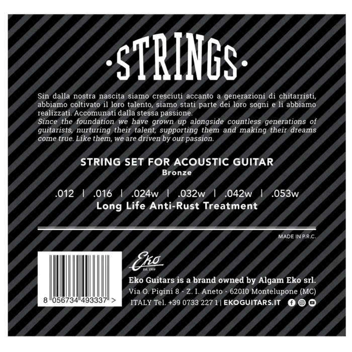 EKO Bronze 80/20 Medium 11-53 Juego de Cuerdas Acústica 1
