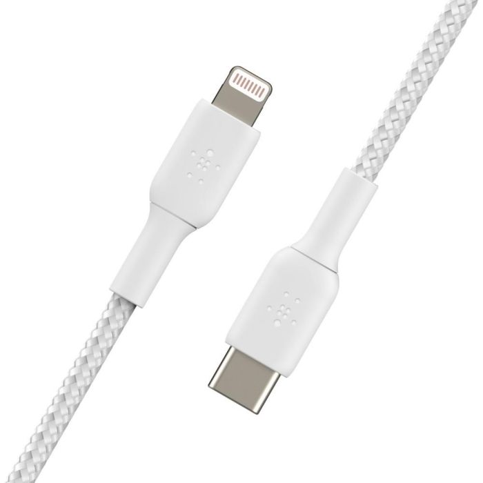 Belkin Caa004Bt1Mwh Cable Trenzado USB-C a Lightning Boost Charge MFi para iPhone/iPad, Carga Rápida, 1 metro, Blanco 1