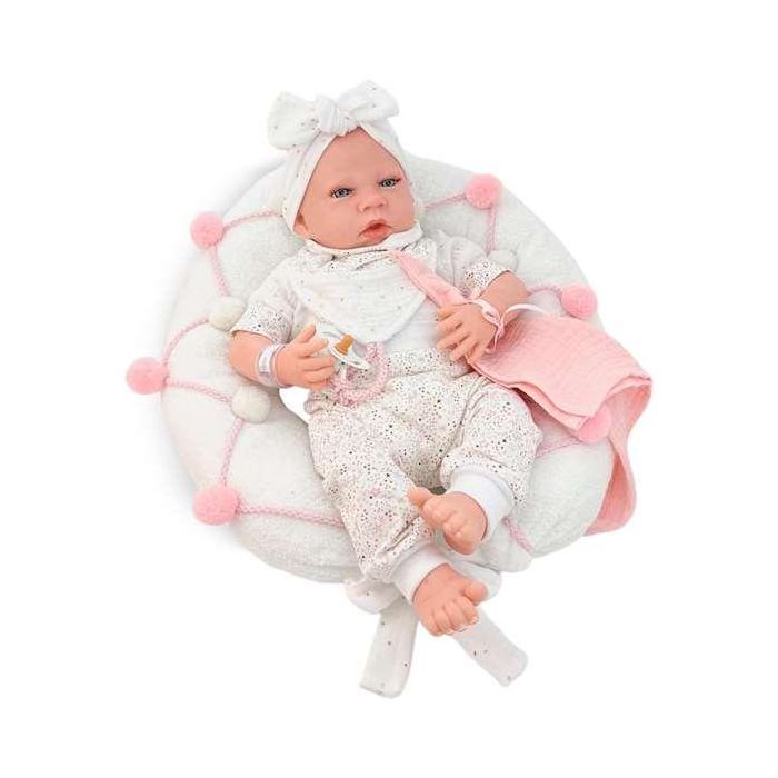 Reborn traje blanco punto estampado mecanismo real almohada lactancia ref: 8301-24 50 cm Reborn traje blanco punto estampado mecanismo real almohada lactancia ref: 8301-24 50 cm