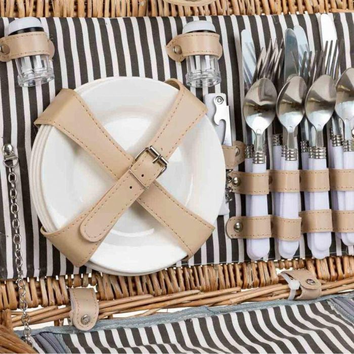 Cesta de Picnic Alexandra House Living Gris Natural Mimbre 3