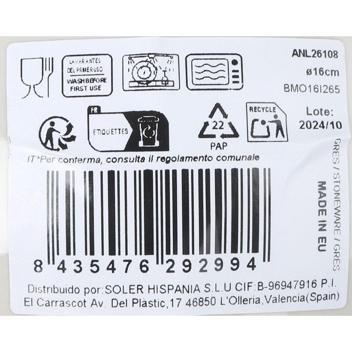 La Mediterranea Bol Ø16 cm "Anllo" Monaco Brillo (24 Unidades) La Mediterranea Bol Ø16 cm "Anllo" Monaco Brillo (24 Unidades)