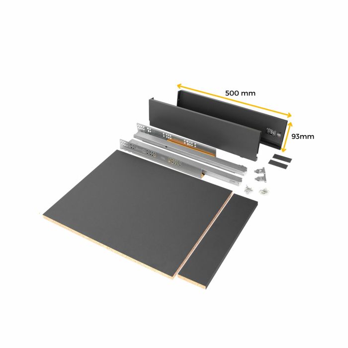 Emuca Kit de cajón para cocina o baño Vertex de altura 93mm con tableros incluidos, módulo 450mm, Pintado blanco 6