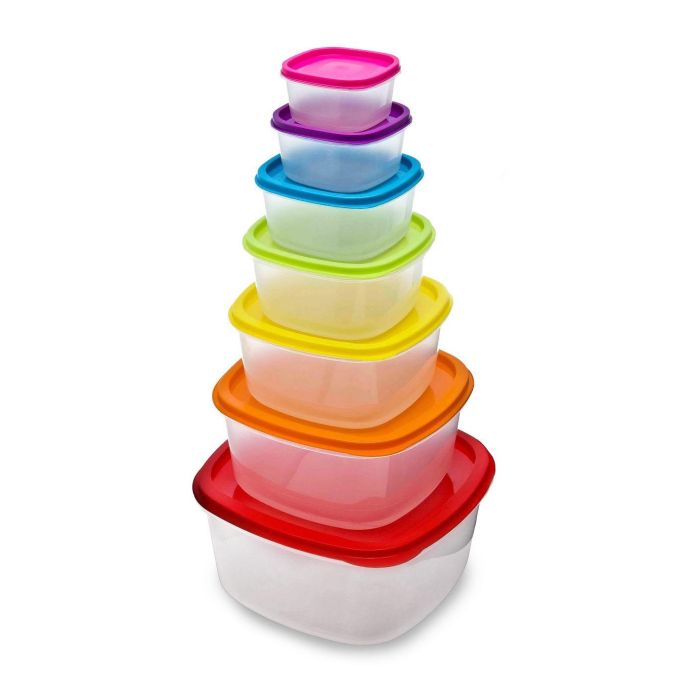 Set de 7 Fiambreras Apilables Cuadradas Privilege (12 Cajas) 2 Set de 7 Fiambreras Apilables Cuadradas Privilege (12 Cajas) 2