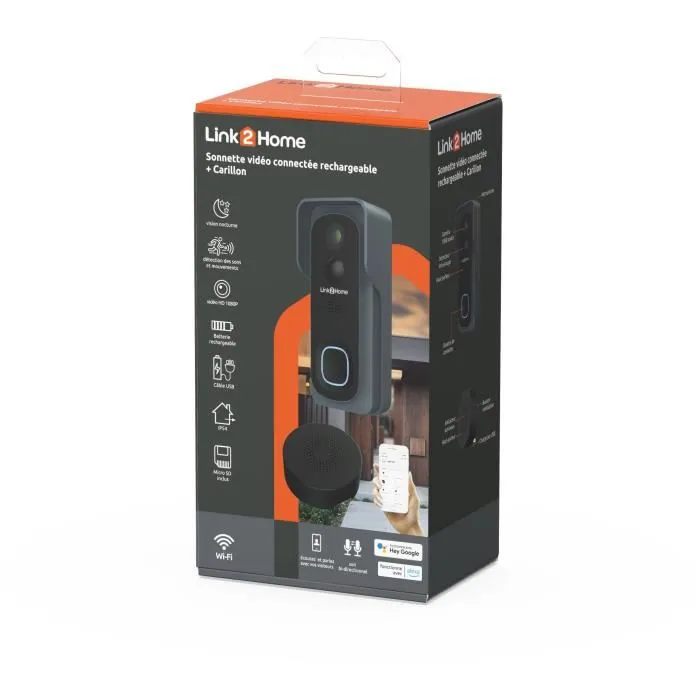 Link2Home Kit de Timbre Conectado Wi-Fi con Audio Bidireccional y Tarjeta SD de 8 GB 3