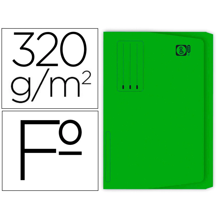 Gio Subcarpeta Pocket Folio 215x315 mm, Cartulina 320 g/m² Verde con Bolsa y Solapa, Capacidad 250 hojas, Certificado Blue Angel Gio Subcarpeta Pocket Folio 215x315 mm, Cartulina 320 g/m² Verde con Bolsa y Solapa, Capacidad 250 hojas, Certificado Blue Angel
