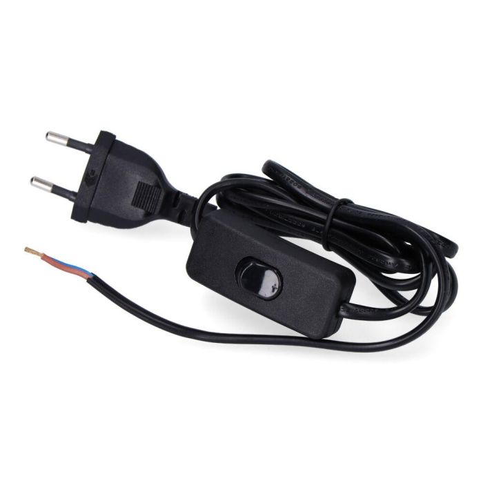 Edm Conexión con Interruptor 3A 1,5m 2x0,75mm Manguera Plana Negra