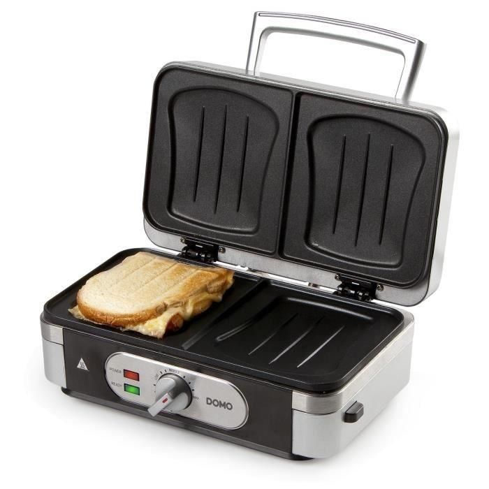 Domo DO9136C Gofrera multifunción 1000W, 3 juegos de platos (gofres, sándwiches, grill), antiadherente, termostato, acero inoxidable 3 Domo DO9136C Gofrera multifunción 1000W, 3 juegos de platos (gofres, sándwiches, grill), antiadherente, termostato, acero inoxidable 3