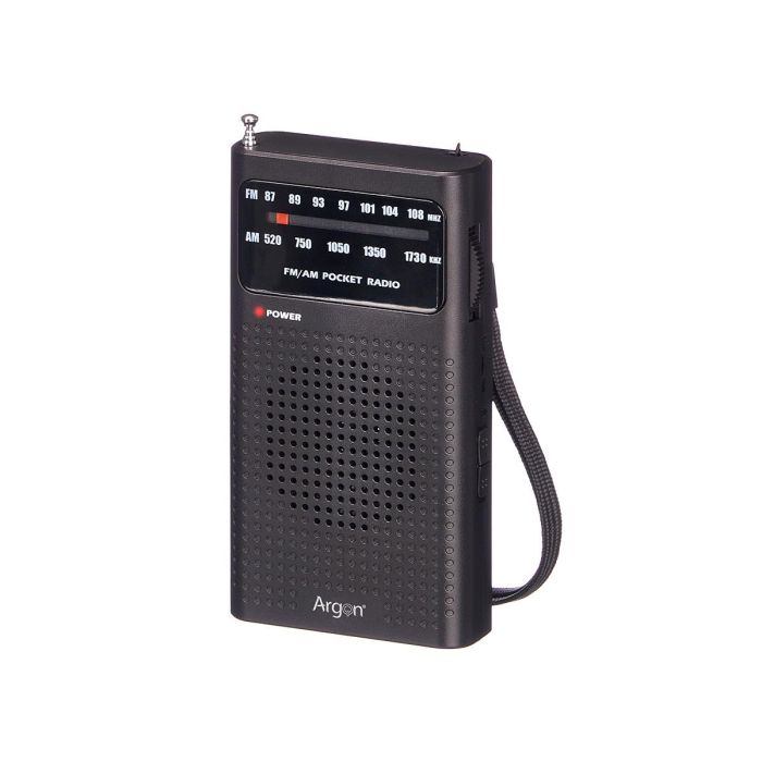 Argon Radio de Bolsillo Am Fm Negra 12.8x6.6x2.3 cm con Pilas AA 1