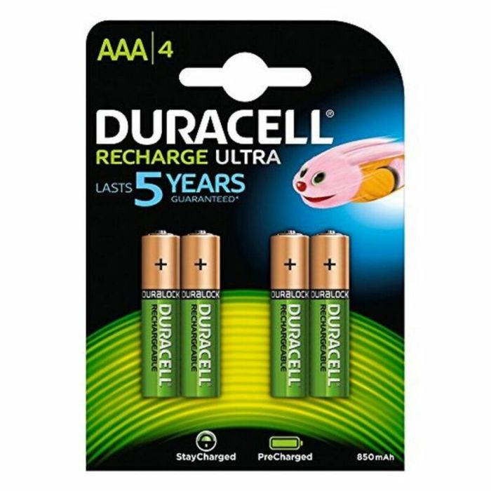 Pilas recargables Duracell AAA LR03, Pack 4 uds, 900 mAh