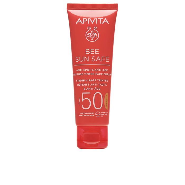 Apivita Bee sun safe crema facial antiedad y antimanchas con color spf 50 50 ml