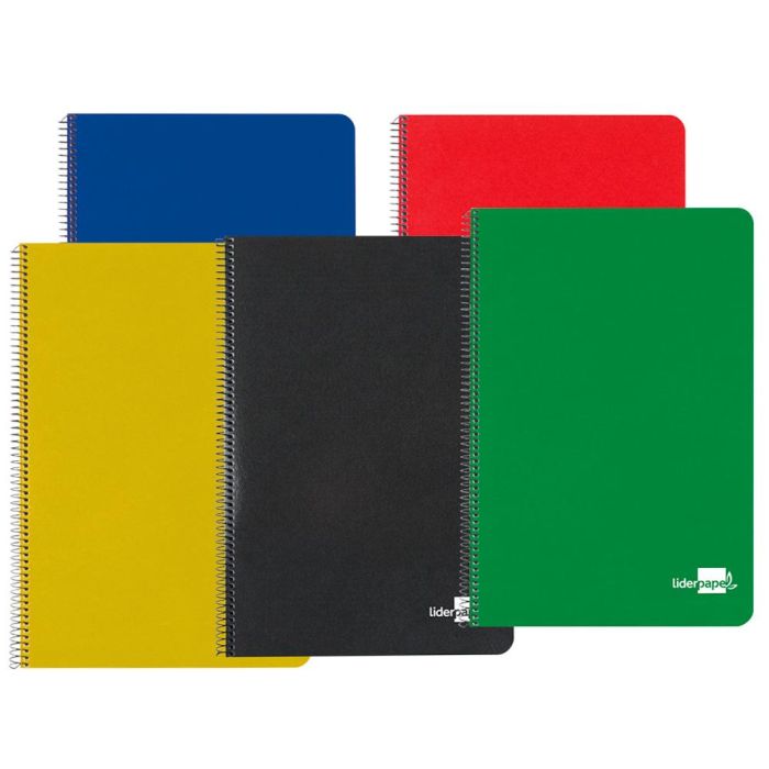 Cuaderno Espiral Liderpapel Cuarto Tapa Dura 80H 60 gr Cuadro 4 mm Con Margen Colores Surtidos 5 unidades