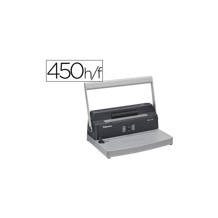 Encuadernadora Para Espiral Fellowes Metal 50R Perfora 12 Hojas Formato A4 Paso 5:1 Encuaderna 450 Hojas 80 gr