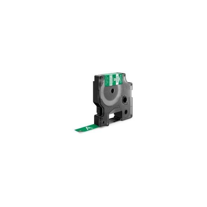 Dymo Rhino Cinta De Etiquetas Industrial Adhesiva Id1-12, Blanco Sobre Verde De 12 mmx5´5M, Vinilo 1