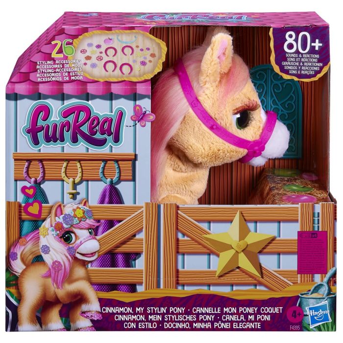 FurReal Cinnamon My Cuddly Pony, peluche electrónico de 35,5 cm, +80 sonidos y reacciones, 26 accesorios, para niños a partir de 4 años FurReal Cinnamon My Cuddly Pony, peluche electrónico de 35,5 cm, +80 sonidos y reacciones, 26 accesorios, para niños a partir de 4 años