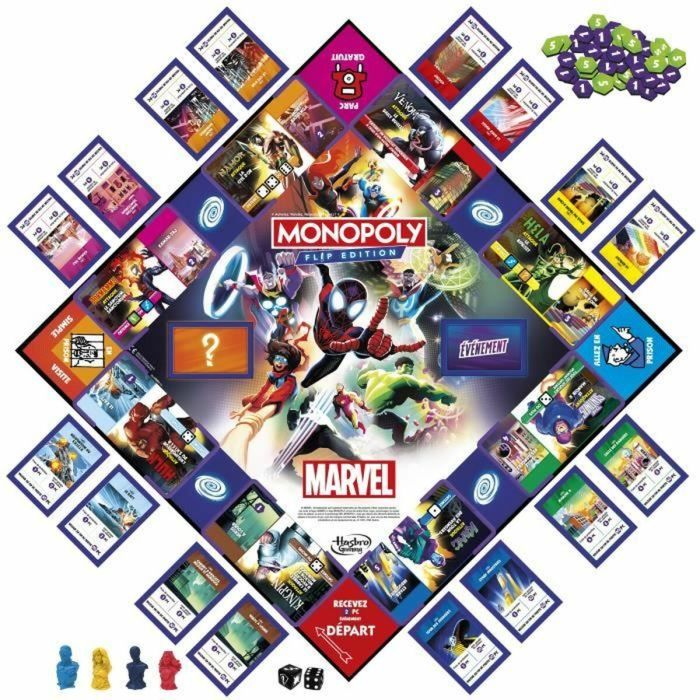 Juego de Mesa Hasbro Monopoly Flip Edition MARVEL 2