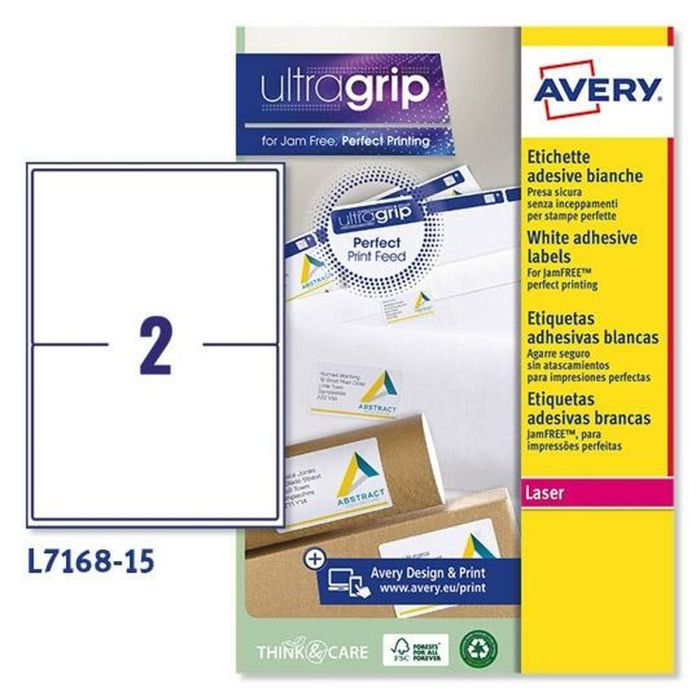 Avery Etiquetas Adhesivas Para Envíos 199,6x143,5 mm Láser 2 X 15H 100% Reciclado Blanco