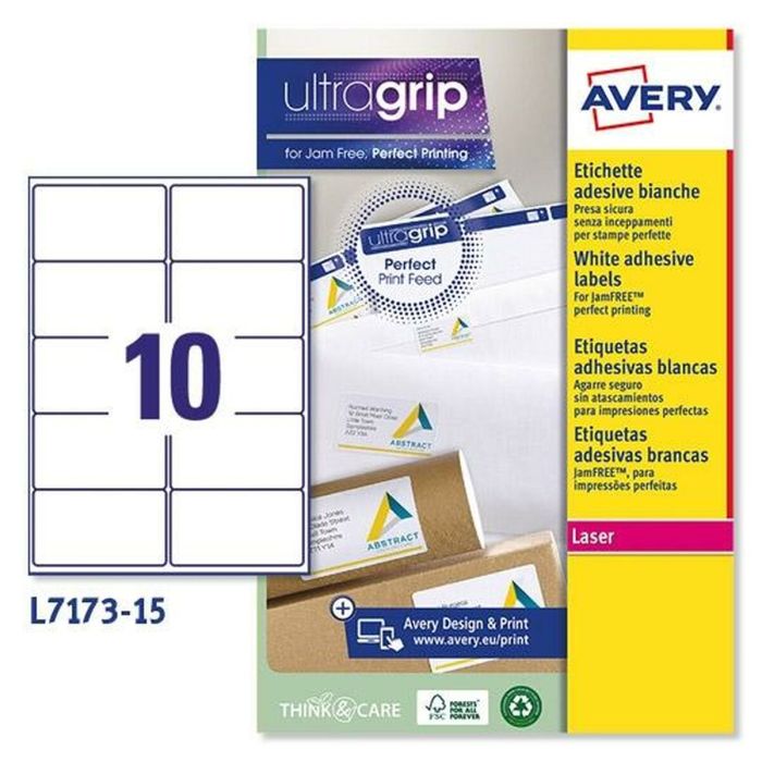 Avery Etiquetas Adhesivas Ultragrip Para Paquetes 99,1x57 mm Inkjet-Láser 10 X 15H Blanco