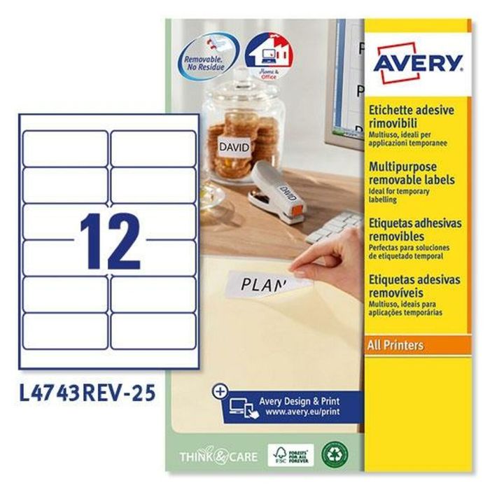 Etiquetas para Impresora Avery L4743REV 99,1 x 42,3 mm Blanco 25 Hojas (5 Unidades) 1