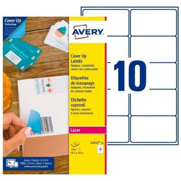 Etiquetas para Impresora Avery L4612 99,1 x 57 mm Blanco 25 Hojas (5 Unidades) 1