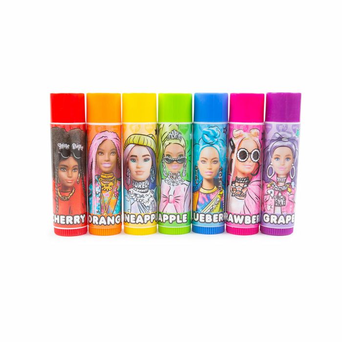 Bálsamo Labial con Color Barbie Infantil 7 Piezas