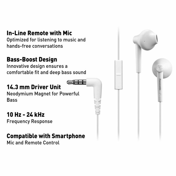 Auriculares con Micrófono Panasonic RP-TCM55E-W Blanco 1