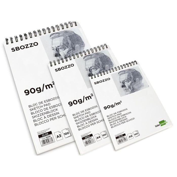 Bloc Dibujo Liderpapel Esbozos Espiral Din A4 210x297 mm 100 Hojas 90 gr-M2 Sin Recuadro 4