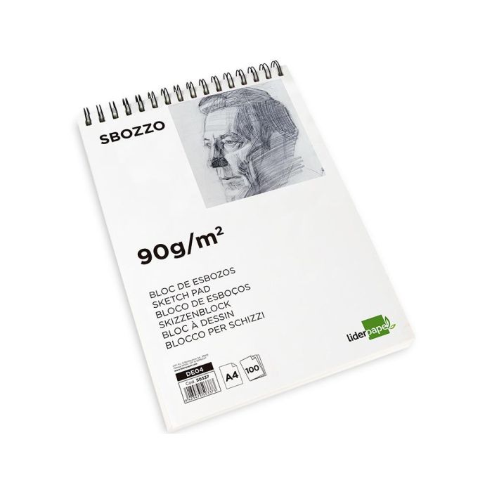 Bloc Dibujo Liderpapel Esbozos Espiral Din A4 210x297 mm 100 Hojas 90 gr-M2 Sin Recuadro 2