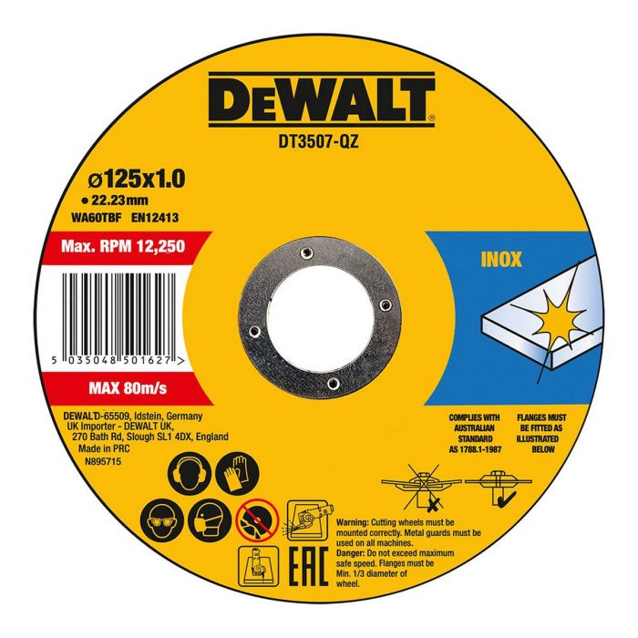 Disco de corte Dewalt Fast Cut dt3507-qz 10 Unidades 115 x 1 x 22,23 mm 1