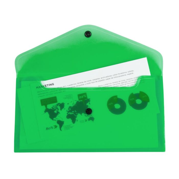 Carpeta Liderpapel Dossier Broche Polipropileno Tamaño Sobre Americano 260x140 mm Verde Translucido 12 unidades 2