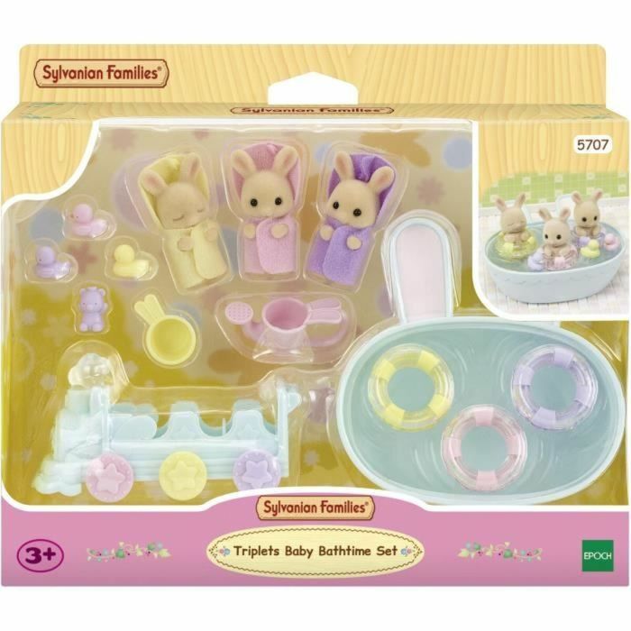 Figuras en miniatura - SYLVANIAN FAMILIES - 5707 - Los trillizos Creme Rabbit y accesorios de baño