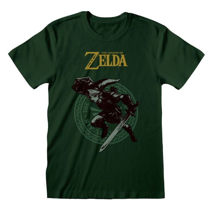 Camiseta de Manga Corta The Legend of Zelda Link Pose Verde Unisex