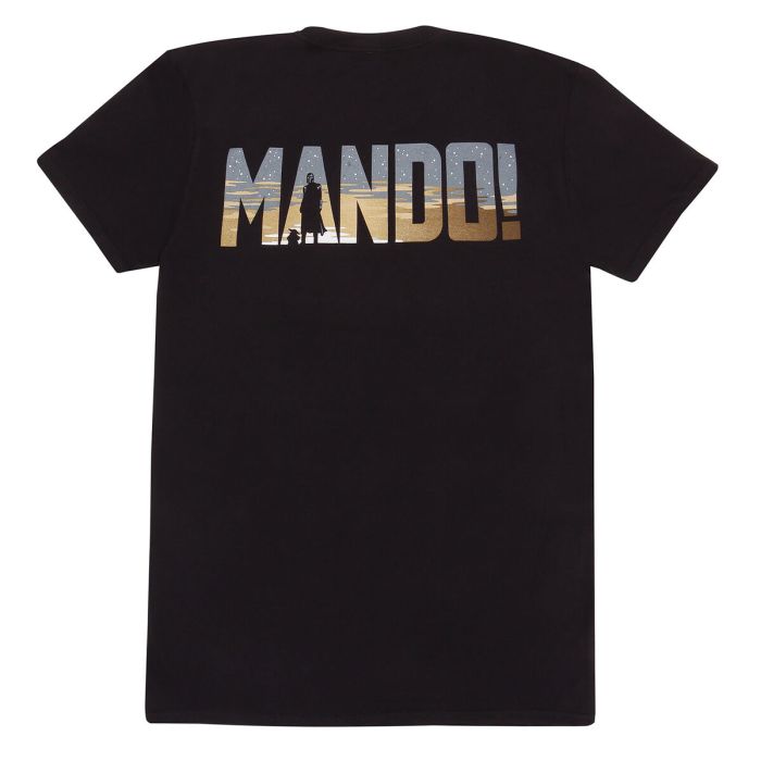 Camiseta de Manga Corta The Mandalorian Row of Helmets Negro Unisex 2