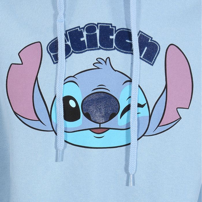 Sudadera con Capucha Unisex Stitch Cute Face Azul 2