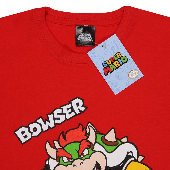 Camiseta de Manga Corta Infantil Super Mario Bowser Text Rojo 1