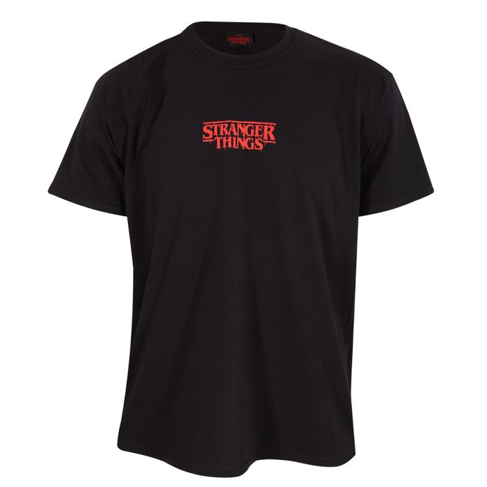 Camiseta de Manga Corta Stranger Things Demogorgon Upside Down Negro Unisex