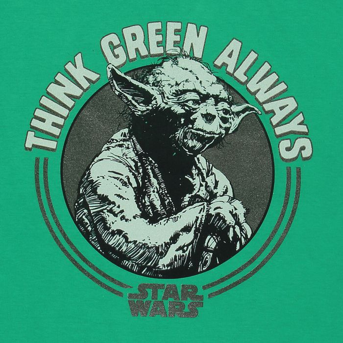 Camiseta de Manga Corta Star Wars Yoda Think Green Verde Unisex 2