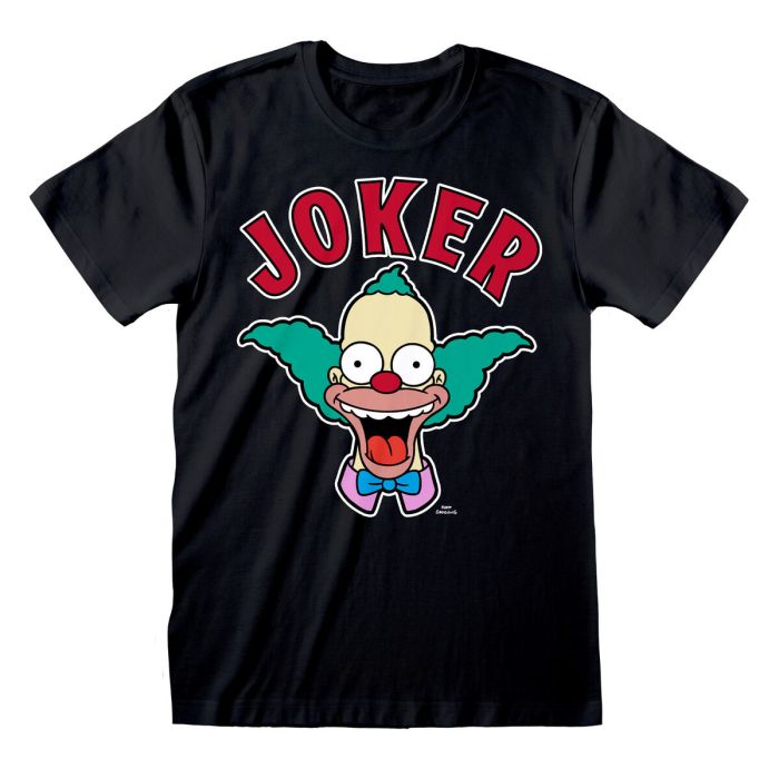 Camiseta de Manga Corta Hombre The Simpsons Krusty Joker Negro Unisex