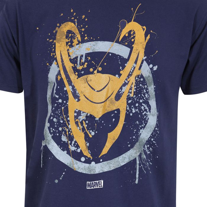 Camiseta de Manga Corta Marvel Splatter Logo Azul Unisex 2