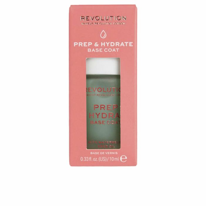 Revolution Make Up PREP & HYDRATE Base Coat Esmalte de Uñas Vegano Cruelty Free con Aceite de Sandía 10 ml
