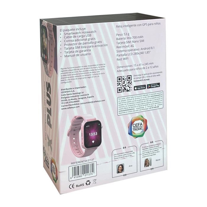 Reloj Inteligente Holawatch Plus Pink Android 01137 Cefa 2