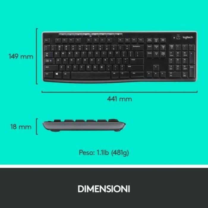 Teclado y Ratón Inalámbrico Logitech 920-004512 Negro Qwerty Italiano 5