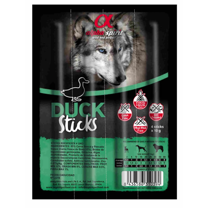 Alpha Spirit Spirit Canine Barritas Pato 16x4Uds