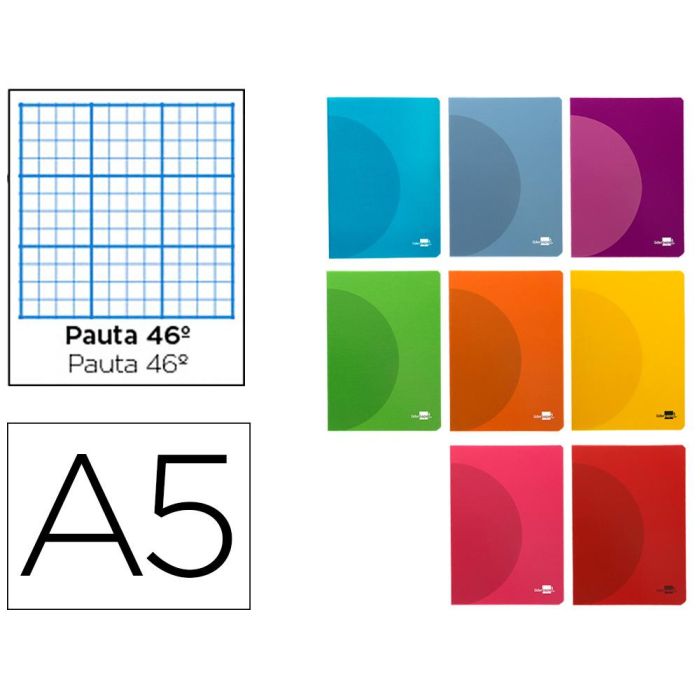 Libreta Liderpapel 360 Tapa De Plastico A5 48 Hojas 90 gr-M2 Rayado Nº 46 Colores Surtidos 8 unidades