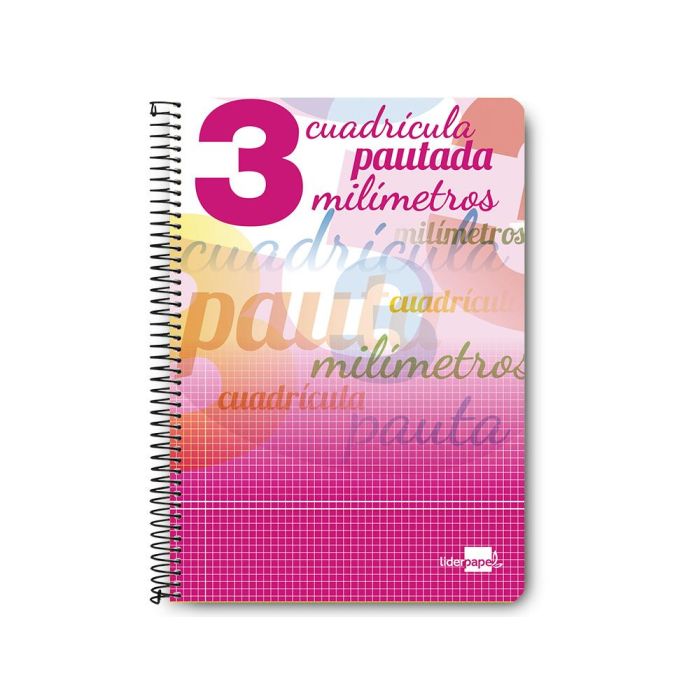 Cuaderno Espiral Liderpapel Folio Pautaguia Tapa Blanda 80H 75 gr Cuadro Pautado 3 mm Con Margen Colores Surtidos 8 unidades 6